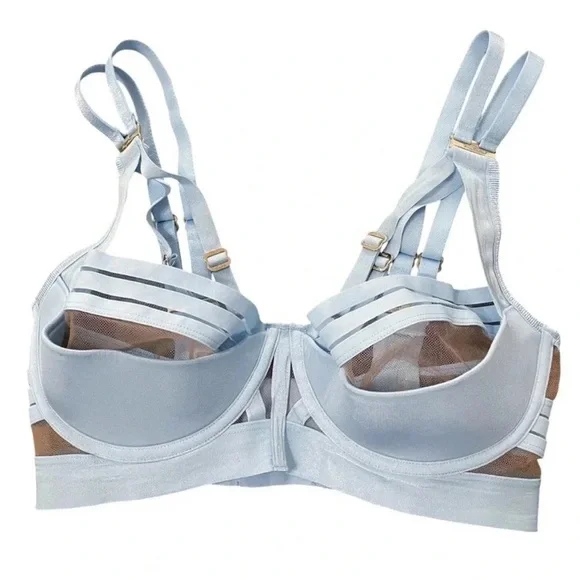 Honey Birdette Linda C Light Blue Mesh Bra Size 32G Bondage